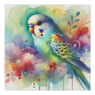 Parakeet in Watercolors 130724AREF104 - Watercolor Faux Canvas Print