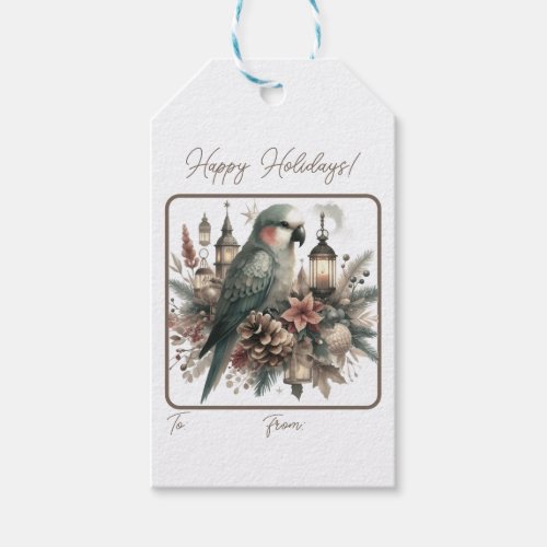 Parakeet Lanterns Christmas  Gift Tags