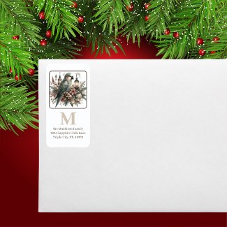 Parakeet Lanterns Christmas Monogram Address