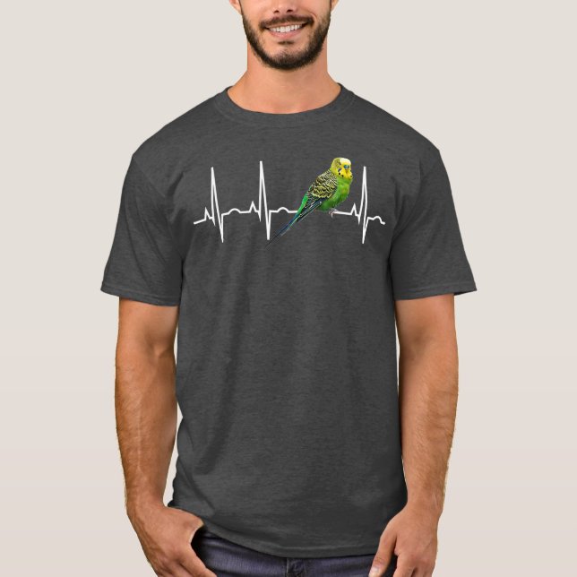 Parakeet Lover Gifts  Parakeet Budgie Heartbeat T-Shirt (Front)