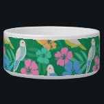 Parakeet & Palms Tropical Bowl<br><div class="desc">A cute and kitschy Parakeet bird pattern in bright,  tropical colors</div>