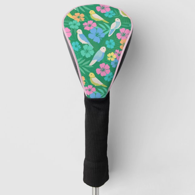 Parakeet & Palms Tropical Golf Head Cover (Front)