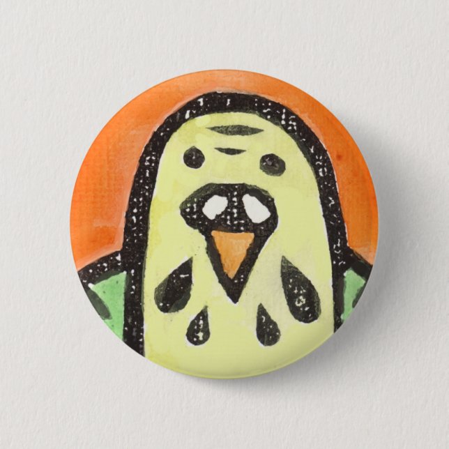 Parakeet Portrait Pinback Button (Front)