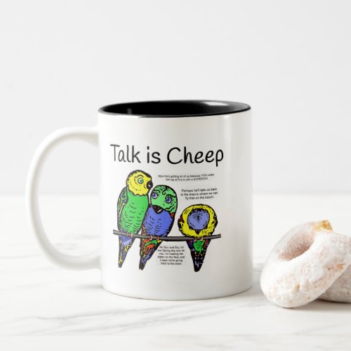 Parakeet Talk is Cheep Sweet Tea Two_Tone Coffee Mug