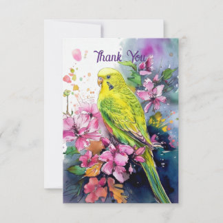 Parakeet Thank You Note Card