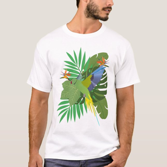 Parakeet with leaves T-Shirt (Front)