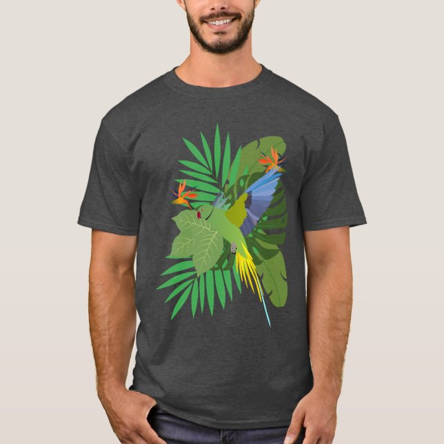 Parakeet with leaves T-Shirt (Front)