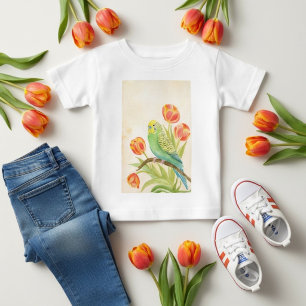 Parakeet with Tulips Exotic Pets Baby T-Shirt