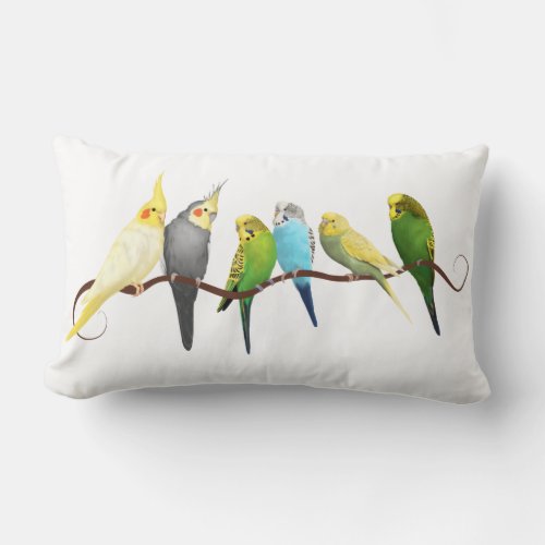 Parakeets and Cockatiels Lumbar Pillow