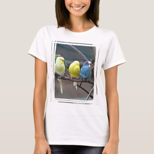 Parakeets Budgies Bright Colorful Parrots  Birds T_Shirt