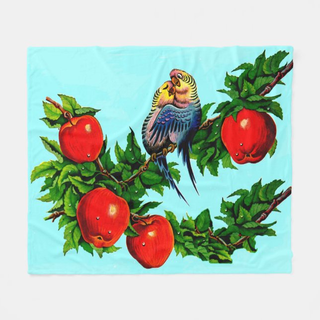 parakeets in love fleece blanket (Front (Horizontal))