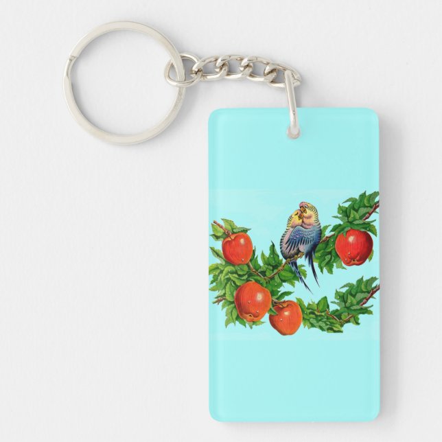 parakeets in love keychain (Front)