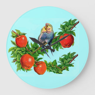 parakeets in love large clock