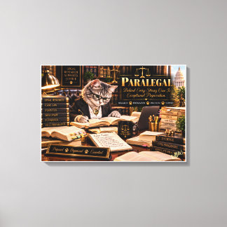 Paralegal Behind Every Strong Case Funny Cat Canva Canvas Print