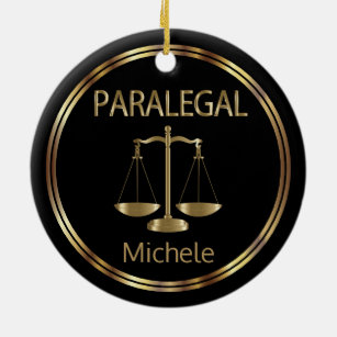 Paralegal ⚖ - Black and Gold Ceramic Ornament