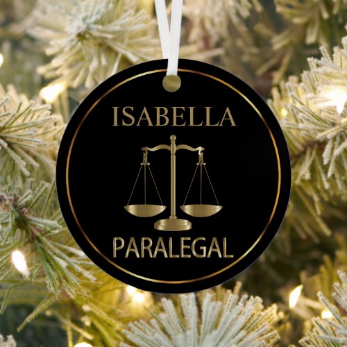 Paralegal _ Black and Gold  Metal Ornament