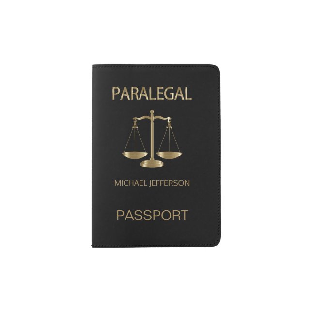 Paralegal - Black and Gold Passport Holder (Front)