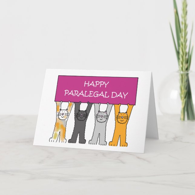 Paralegal Day October Cute Cartoon Cats Card (Front)