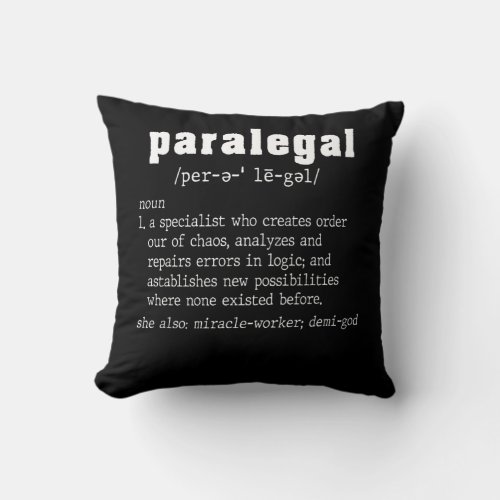 Paralegal Definition Funny Legal Assistant Gag Gif Throw Pillow