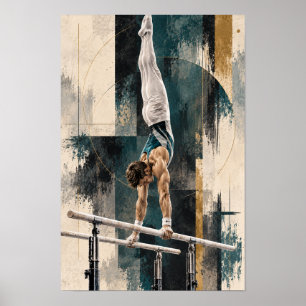 Parallel Bars Gymnastics Male Gymnast Handstand Wa Poster
