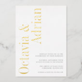 Parallel | Modern Black & Gold Typography Wedding Foil Invitation (Front)