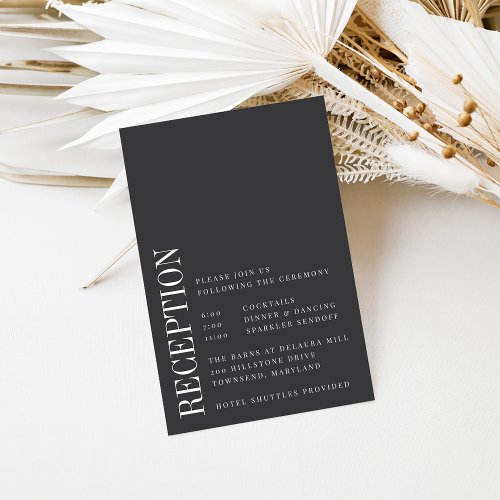 Parallel  Modern Black  White Wedding Reception Enclosure Card