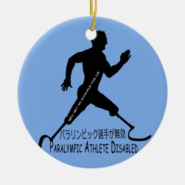 Paralympic Athlete Disabled T-Shirt Ceramic Ornament (Front)