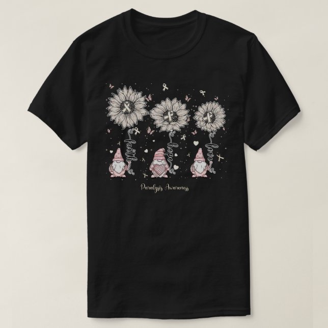 Paralysis Awareness gnome faith hope sunflower T-Shirt (Design Front)