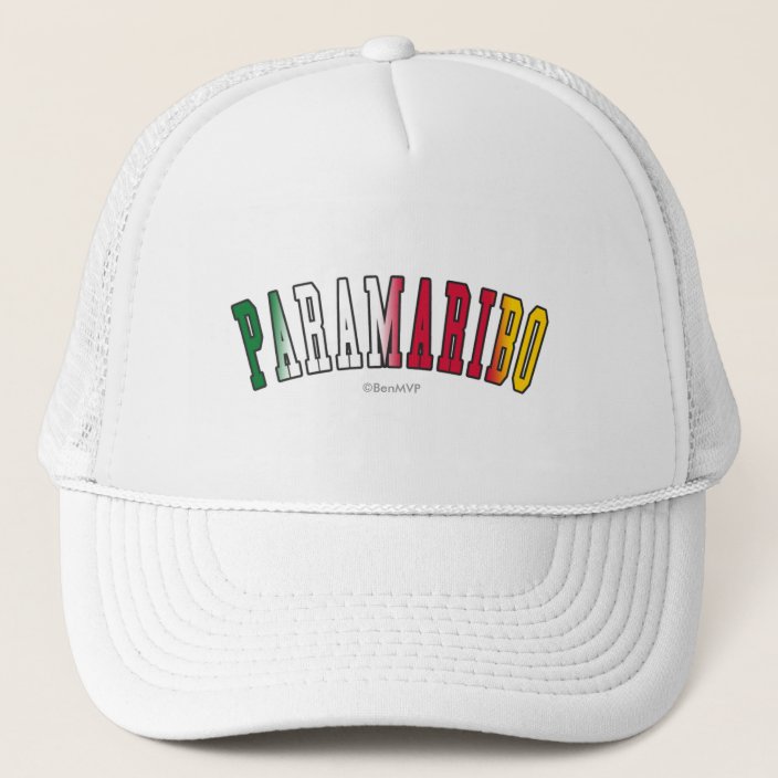 Paramaribo in Suriname National Flag Colors Mesh Hat