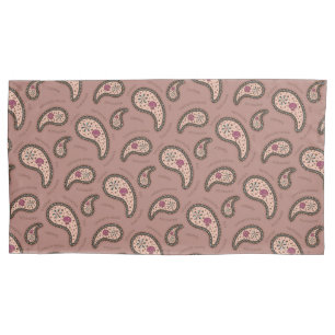 Paramecia Paisley Biology Science Mocha Brown Pillow Case