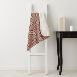 Paramecia Paisley Biology Science Mocha Sherpa Blanket