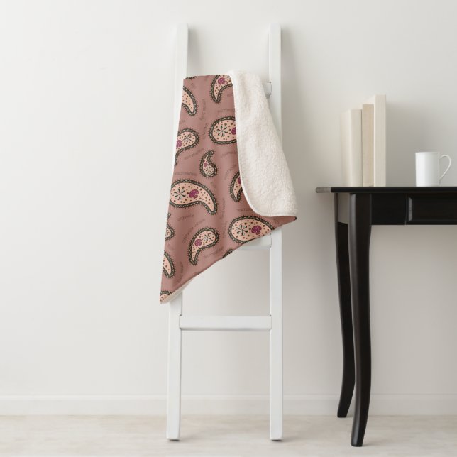 Paramecia Paisley Biology Science Mocha Sherpa Blanket (In Situ)