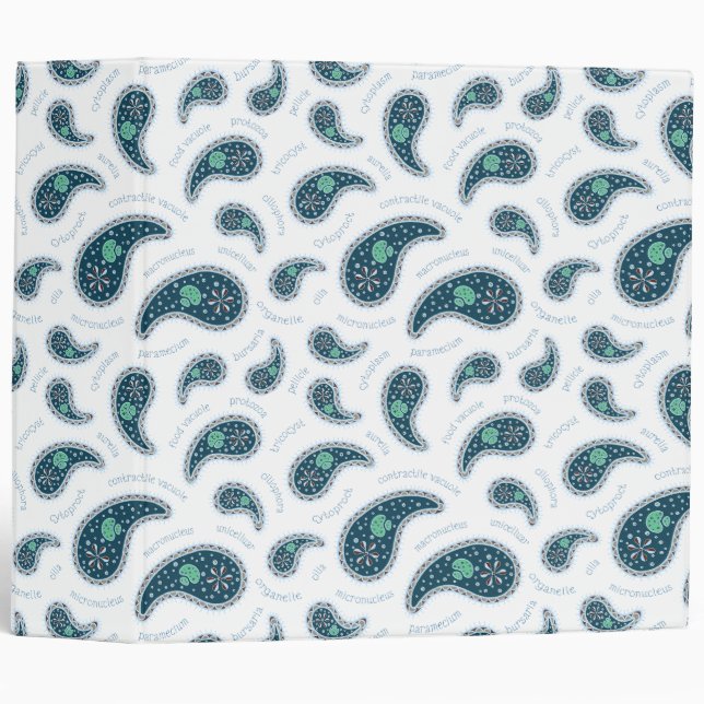 Paramecia Paisley Biology Science Protozoan 3 Ring Binder (Front/Spine)