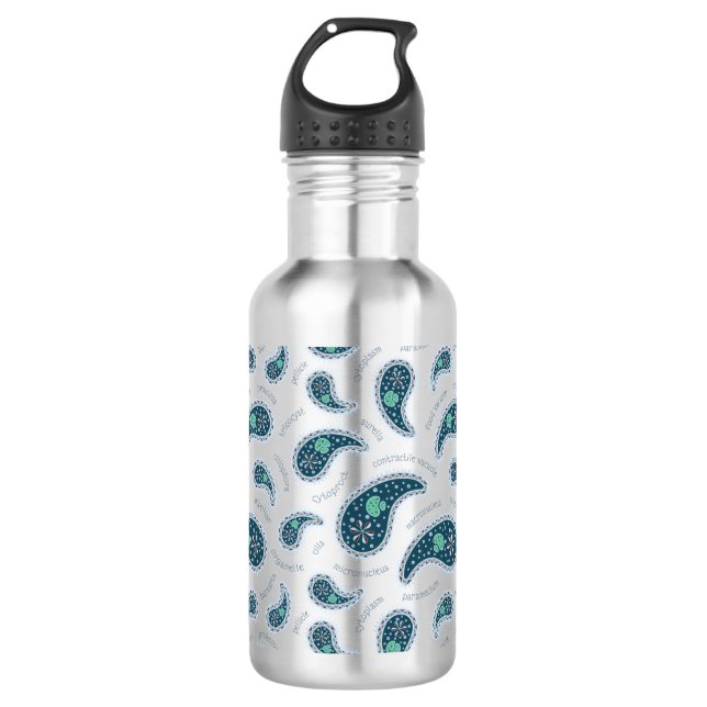 Paramecia Paisley Biology Science Protozoan Stainless Steel Water Bottle (Front)