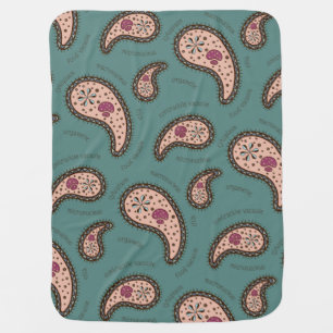 Paramecia Paisley Biology Science Teal Baby Blanket