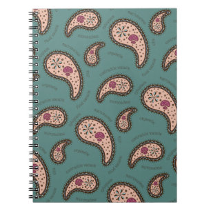 Paramecia Paisley Biology Science Teal Notebook