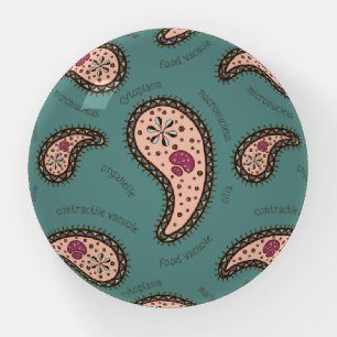 Paramecia Paisley Biology Science Teal Paperweight