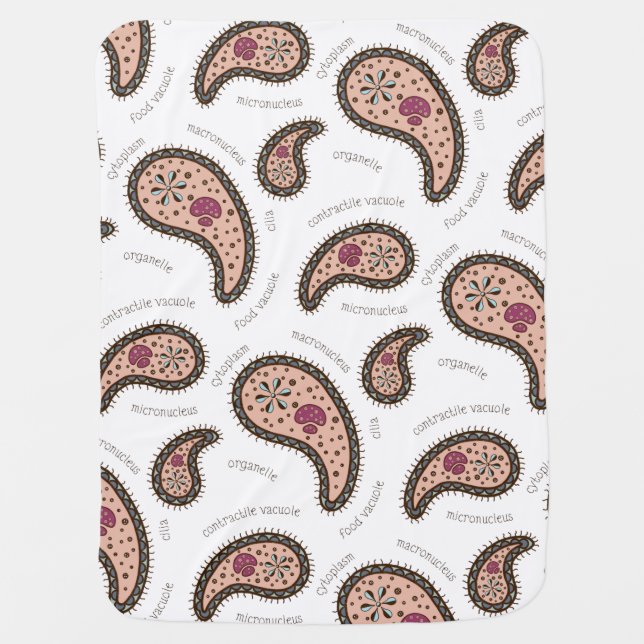 Paramecia Paisley Customizable Biology White Baby Blanket (Front)