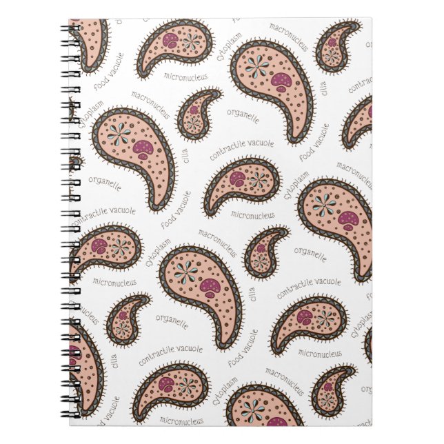 Paramecia Paisley Customizable Biology White Notebook (Front)