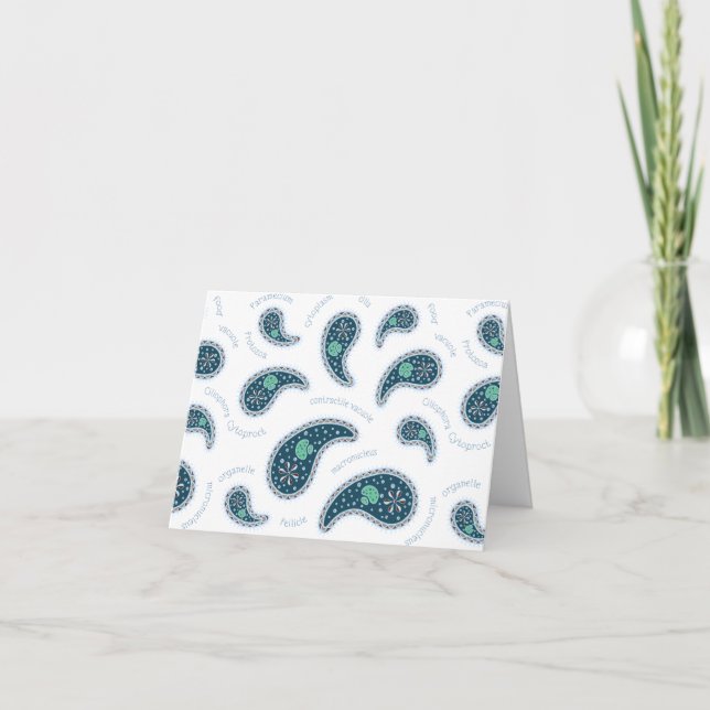Paramecia Paisley Personalizable Biology Custom Thank You Card (Front)