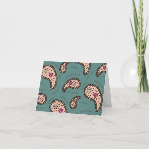 Paramecia Paisley Personalizable Biology Teal Thank You Card