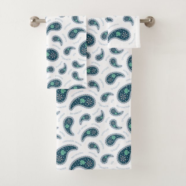 Paramecia Paisley Protozoan Biology Cute Science Bath Towel Set (Insitu)
