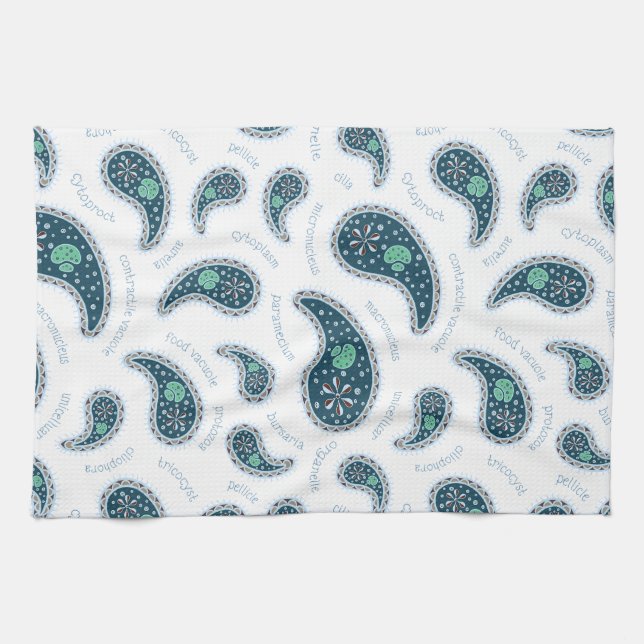 Paramecia Paisley Protozoan Biology Cute Science Kitchen Towel (Horizontal)