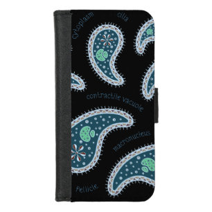 Paramecia Paisley Protozoan Biology Science Black iPhone 8/7 Wallet Case