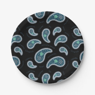 Paramecia Paisley Protozoan Biology Science Black Paper Plates