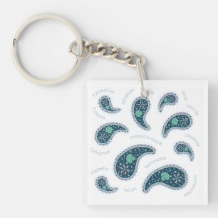 Paramecia Paisley Protozoan Biology Science Keychain