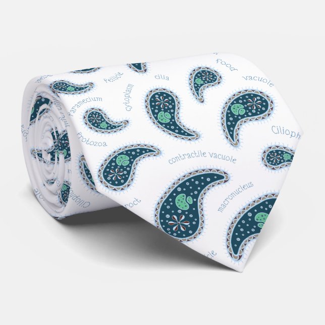 Paramecia Paisley Protozoan Biology Science Neck Tie (Rolled)