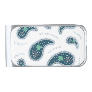 Paramecia Paisley Protozoan Biology Science Silver Finish Money Clip