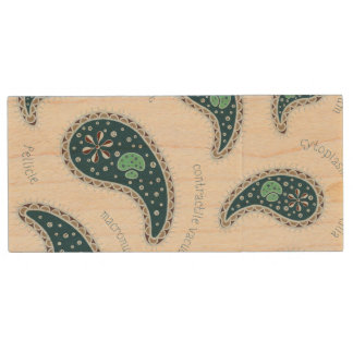 Paramecia Paisley Protozoan Biology Science Wood Flash Drive