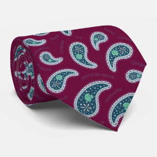 Paramecia Paisley Protozoan Biology Wine Red Neck Tie